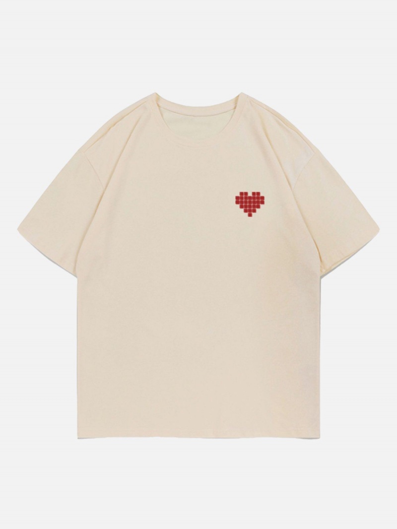 T Shirts Aelfric Eden Mosaic Heart Print Tee Blanche | VML-40968051